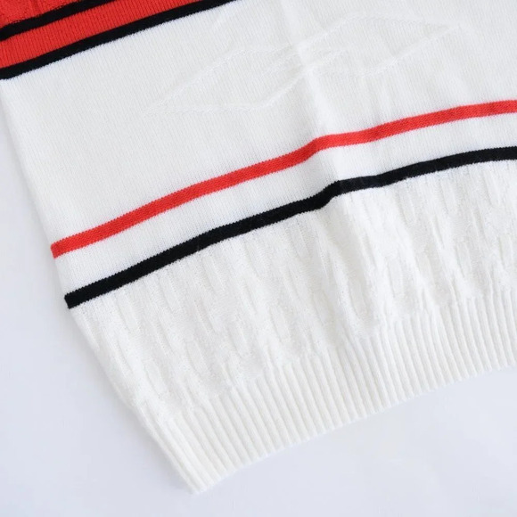 Vintage Sears Black/Red/Cream Knit  Crewneck Sweater Size 44 L - Picture 7 of 12